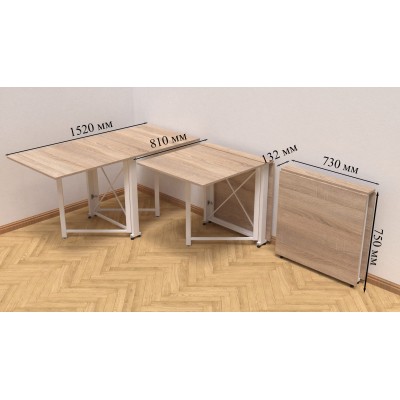 Стол-книга трансформер Орион 2 Ferrum-decor 750x1520x730 Белый металл ДСП Дуб Сонома 16 мм (FRD-104593) Стол-книга трансформер Орион 2 Ferrum-decor 750x1520x730 Белый металл ДСП Дуб Сонома 16 мм (FRD-104593)