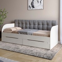 Дитяче односпальне ліжко LION Л-7 з шухлядами та ламелями Donna Likght 18 (сірий) 90x200 см Бетон Style (LION-041087)