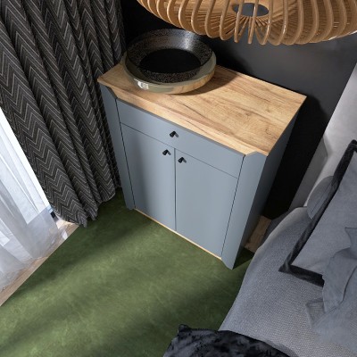 Тумба закритая Эверест Нордик-800 80х38х100 см Графит/Дуб крафт золотой 