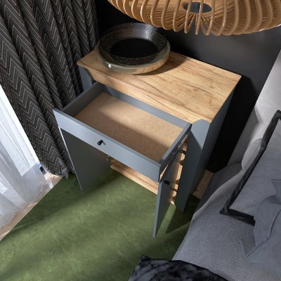 Тумба закритая Эверест Нордик-800 80х38х100 см Графит/Дуб крафт золотой 