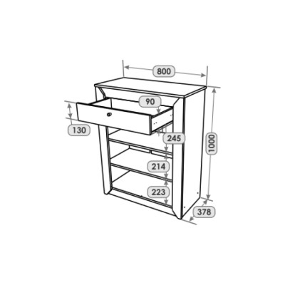 Тумба закритая Эверест Нордик-800 80х38х100 см Графит/Дуб крафт золотой 