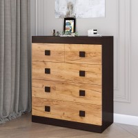 Комод для речей Еверест на 5 ящиків Соната-3 80х38х94 венге темний/дуб крафт золотий