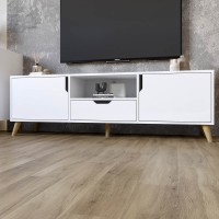 Тумба под телевизор с ножками в цвете Орех светлый М-ЗОН Борн 1600 Нимфея Альба