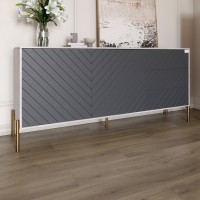 Комод з золотими металевими ніжками LION Амарант 168x40x76,5 см Бетон/Графітовий