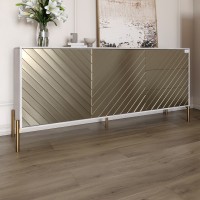 Комод із золотими металевими ніжками LION Амарант 168x40x76,5 см Бетон/Перламутровий металік RAL-7048 1680x400x765 мм 