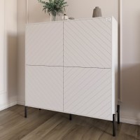 Комод-пенал із чорними металевими ніжками LION Амарант 114х40х126,5 см Бетон Style/Білий