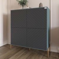 Комод-пенал із золотими металевими ніжками LION Амарант 114х40х126,5 см Граніт сірий/Графітовий