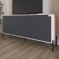 Тумба під телевізор із чорними металевими ніжками LION Амарант 168x40x76,5 см Рожевий/Графітовий