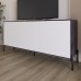 Тумба под телевизор с черными металлическими ножками LION Амарант 168x40x76,5 см Бетон темный/Белый (LION-043030) - фото 1