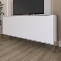 Тумба под телевизор с золотыми металлическими ножками LION Амарант 168x40x76,5 см Кашемир/Белый (LION-043069)