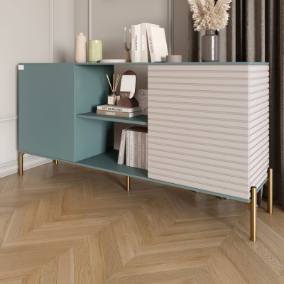 Комод відкритий на золотих металевих ніжках LION Грей Граніт сірий/Кашемір 