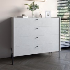 Комод із 4 ящиками LION Wood з чорними ніжками 100х90х45 см Бетон style 