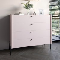 Комод із 4 ящиками LION Wood з чорними ніжками 100х90х45 см Рожевий 