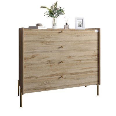 Комод із 4 шухлядами LION Wood із золотими ніжками 100х90х45 см Дуб Аппалачі