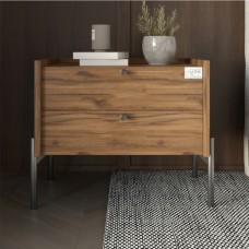 Тумба ліжкова LION Wood з двома ящиками Дуб Ліворно чорні ніжки 