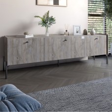 Тумба під телевізор на 3 ящики LION Wood із чорними ніжками 160х65х40 см Шварцвальд 