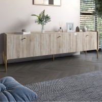 Тумба під телевізор на 3 ящики LION Wood із золотими ніжками 160х65х40 см Дуб Сонома 