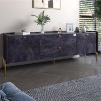 Тумба під телевізор із ящиками LION Wood із золотими ніжками 180х50х40 см Бетон темний 