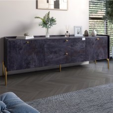 Тумба під телевізор із ящиками LION Wood із золотими ніжками 180х50х40 см Бетон темний 