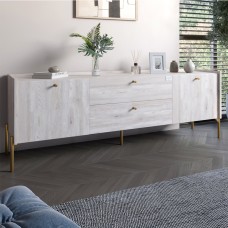 Тумба під телевізор із ящиками LION Wood із золотими ніжками 180х50х40 см Самоа Димчастий 