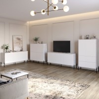 Комплект меблів для вітальні LION Амарант 4 елементи з чорними металевими ніжками Бетон/Білий