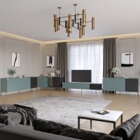 Комплект модульний для вітальні LION Грей 4 елементи з золотими металевими ніжками Граніт сірий/Асфальт