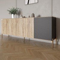 Комод на золотых металлических ножках LION Грей 204x38x76,5 см Дуб сонома/Асфальт (LION-042669)