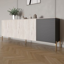 Комод на золотих металевих ніжках LION Грей 204x38x76,5 см Самоа Димчастий/Асфальт 