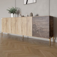 Комод на золотих металевих ніжках LION Грей 204x38x76,5 см Дуб сонома/Дерево 