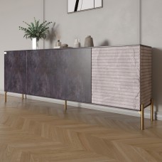 Комод на золотих металевих ніжках LION Грей 204x38x76,5 см Бетон темний/Камінь 