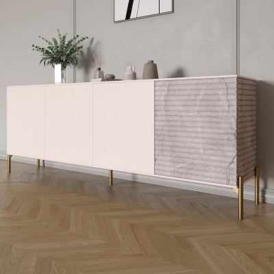 Комод на золотих металевих ніжках LION Грей 204x38x76,5 см Рожевий/Камінь