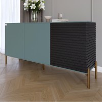 Комод закритий у вітальню на золотих металевих ніжках LION Грей 154x38x76,5 см Граніт сірий/Асфальт 