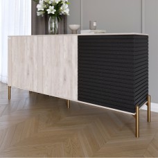 Комод закритий у вітальню на золотих металевих ніжках LION Грей 154x38x76,5 см Самоа Димчастий/Асфальт 