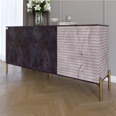 Комод закритий у вітальню на золотих металевих ніжках LION Грей 154x38x76,5 см Бетон темний/Камінь 