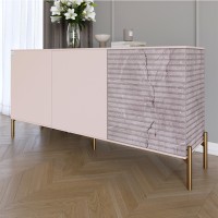 Комод закрытый в гостиную на золотых металлических ножках LION Грей 154x38x76,5 см Розовый/Камень (LION-041860)