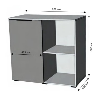 Тумба однодверная LION Краш 82x43x86 см Бетон темный (LION-044104)