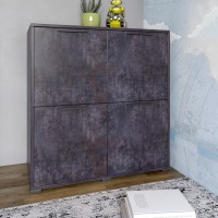 Тумба четырехдверная LION Краш 82x43x86 см Бетон темный (LION-041766)