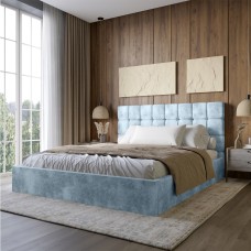 Двуспальная деревянная кровать с мягким изголовьем LION Пикси Silk 501 (Небесно-голубой) 160х200 см (LION-041659)