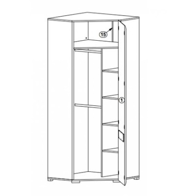 Шкаф угловой для одежды ВМК  Ацтека SZFN1D/21/10 Белый/Белый глянец 