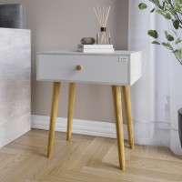 Тумба прикроватная LION Хьюге-4 Бетон/Нимфея Альба