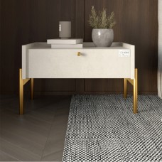 Тумба ліжкова LION Wood з одним ящиком Бетон style золоті ніжки 