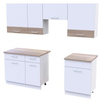 Кухня модульная Doros Лея 220х60х250 см Белый/Дуб cонома (DRS-011336)