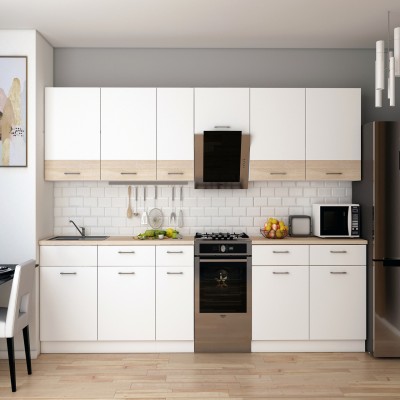 Кухня модульная Лея Doros 340х60х250 см Белый/Дуб сонома