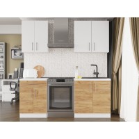 Кухня модульна Еверест Оптіма набір №2 Німфея альба (білий)/Дуб крафт золотий 2 м (без стільниці) (EVR-5696)