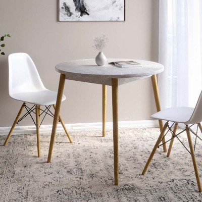 Обідній стіл круглий LION Маями-1 дерев'яні ніжки Бетон