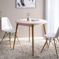 Обідній стіл круглий LION Маями-1 дерев'яні ніжки Рожевий