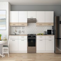 Кухня модульная Лея Doros 300х60х250 см Белый/Дуб сонома