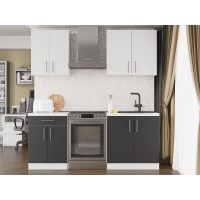 Кухня модульна Эверест Оптима набор №2 Нимфея альба (белый)/Антрацит 2 м (EVR-5697)