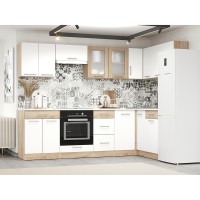 Кухня модульная угловая Эверест Эко набор №2 (без столешницы) дуб сонома/нимфея альба (белый) 2.6 м (EVR-071056)