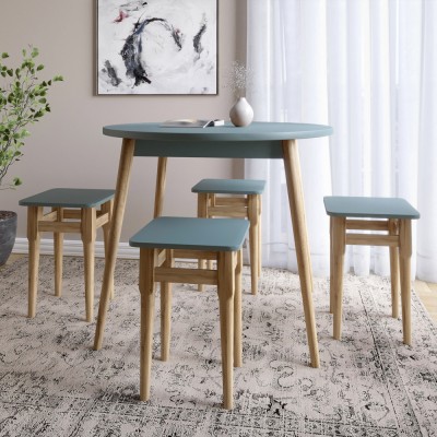 Стіл круглий та 4 табурети обідній комплект для кухні Маями-1 кромка ПВХ 0,45 мм Граніт сірий